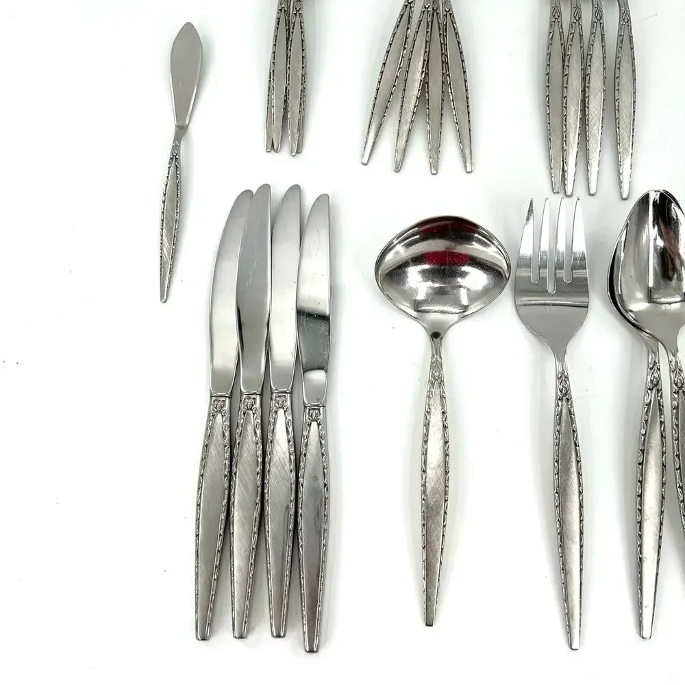 Oneida Community Stainless Venetia flatware set. Serving spoons